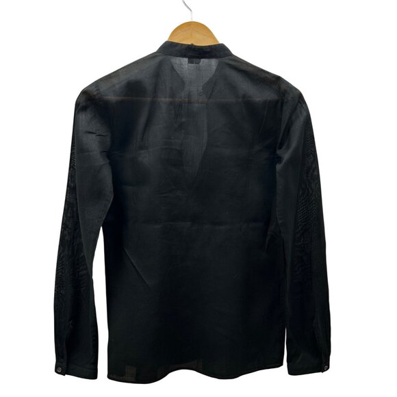 Theory Blouse Womens P Petite Blk 100% Cotton Pintuck Sheer Top Minimalist Luxe - Picture 3 of 9